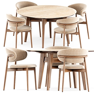 Contemporary Dining Set: Oleandro Chair & Abrey Table 3D model image 1 
