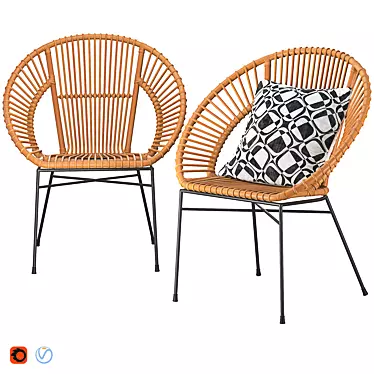 Rattan Accent Chair: Natural Elegance 3D model image 1 