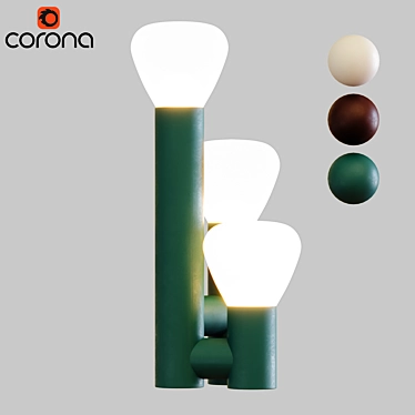 Minimalist 3-Light Multi-Colored Table Lamp 3D model image 1 