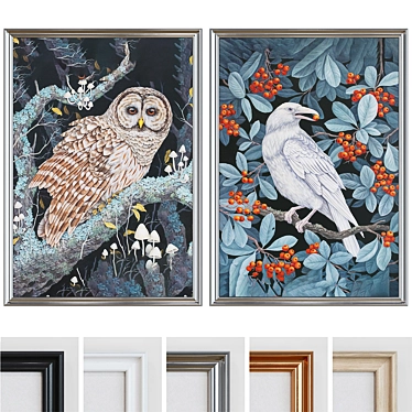 Classic Bird Picture Frame Set 3D model image 1 