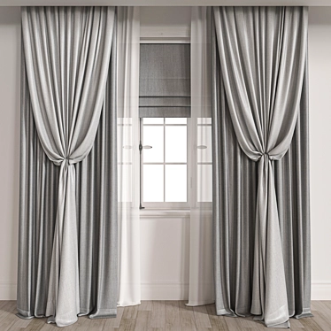 Elegant Drapery Curtain 3D model image 1 