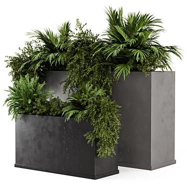 Rustic Concrete Pot with Outdoor Plants - Set 576 3D model image 1 