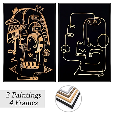 Elegant Wall Art Set with Various Frames 3D model image 1 