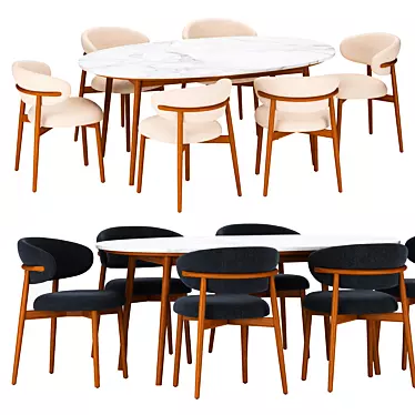 Modern Dining Set with Oleandro Chair 3D model image 1 