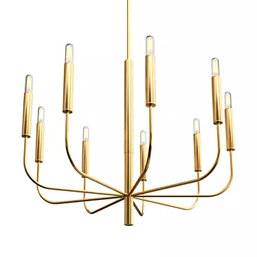 Elegant Brass Nine-Light Chandelier 3D model image 1 