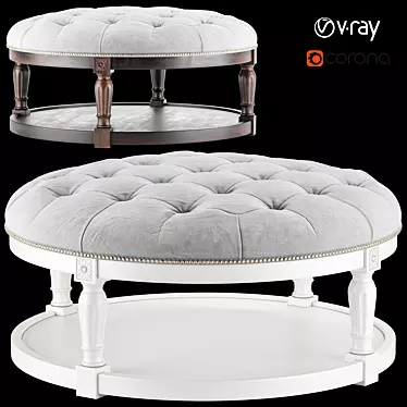 Cream Round Ottoman Coffee Table 3D model image 1 