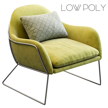 Sleek Low Poly Armchair Frame 3D model image 1 