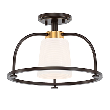 Vintage-inspired 2-Light Semi-Flush Pendant 3D model image 1 