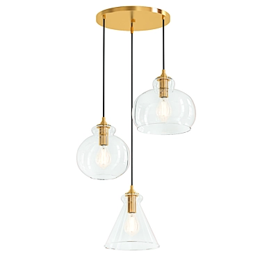 Elegant Destry Brass Pendant Lights 3D model image 1 