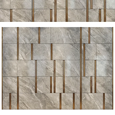 Luxury Marble and Gold Metal Wall Panels 3D model image 1 