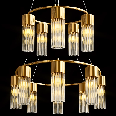 Elegant Cesana Chandelier with Metal and Glass Design 3D model image 1 