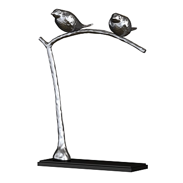 Whimsical Bird Branch Sculpture 3D model image 1 