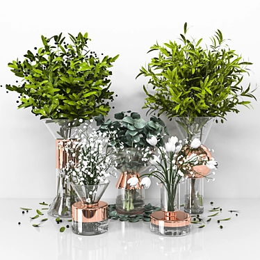 Copper Tank Vases: Elegant Home Décor 3D model image 1 