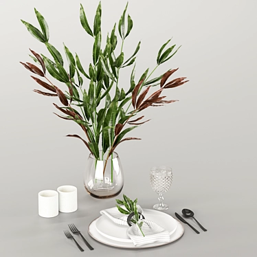 Modern Style Table Setting 3D model image 1 