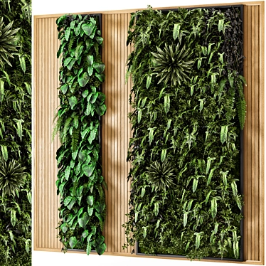 Wooden Base Vertical Garden - Set 581 3D model image 1 