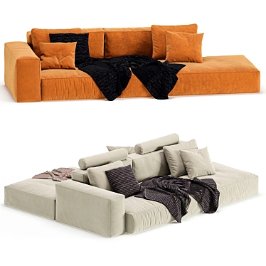 Boca Navi Modular Sofa: Sleek and Stylish Comfort 3D model image 1 