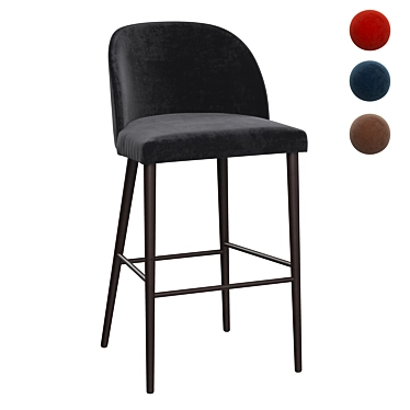 Deluxe Anthracite Velvet Bar Stools 3D model image 1 