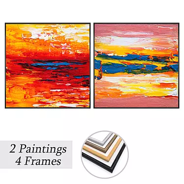 Modern Art Paintings Set 3D model image 1 