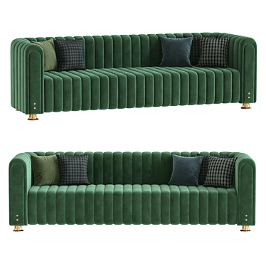 Vintage Velvet Green Sofa 3D model image 1 