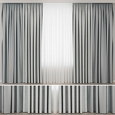 Jacquard and Satin Curtains Set 3D model image 1 