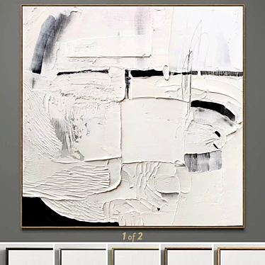 Plaster two square photo frames R-53 3D model image 1 