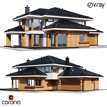 Modern House Model for V-Ray & Corona 3D model image 1 