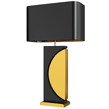 Sleek Brass Leather Table Lamp 3D model image 1 