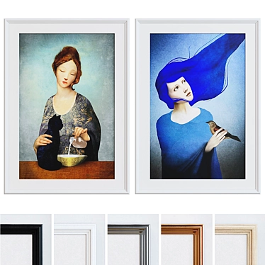 Modern Portrait Frame Set - 2 Frames 3D model image 1 