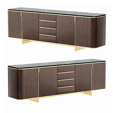 Contemporary Wood Sideboard in Millimeters 3D model image 1 