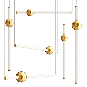 Gold Acrylic LED Pendant Light 3D model image 1 