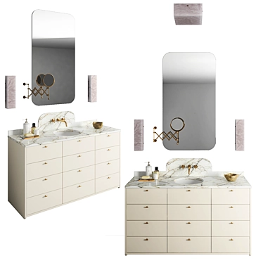 Modern Bathroom Set with Lighting 3D model image 1 