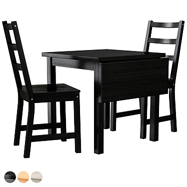 Nordviken Dining Set Black Modern 3D model image 1 