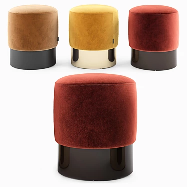 Isaac Customizable Upholstered Metal Pouf 3D model image 1 