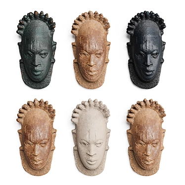 African Mask Wall Mount Sculpture 3D model image 1 