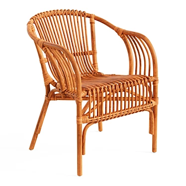 Colonial Rattan Curving Chair 3D model image 1 