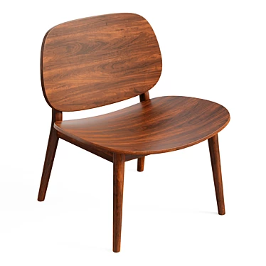 Mid-Century Rubberwood Lounge Chairs 3D model image 1 