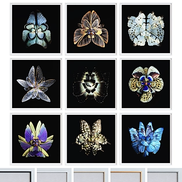 Butterfly Collage Square Frame Set 3D model image 1 