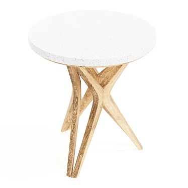 Ivory Limestone Top Accent Table 3D model image 1 
