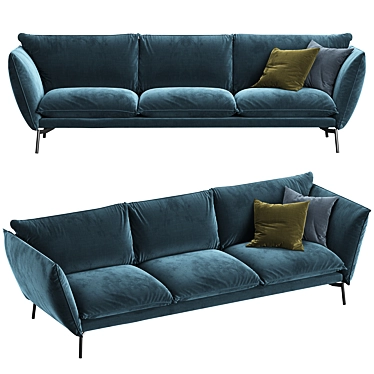 Hugo 3 Sofa with Stitched Cushions 3D model image 1 