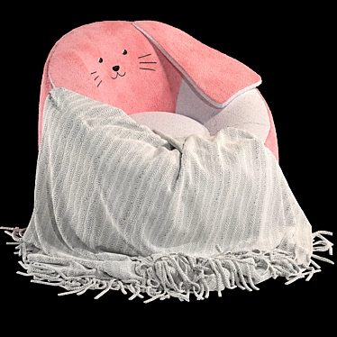 Bunny Pink Character Kids Bean Bag 3D model image 1 