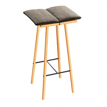 Oak Counter Stool with Cushion 3D model image 1 