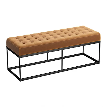 Modern Buttoned Faux Leather Bench 3D model image 1 