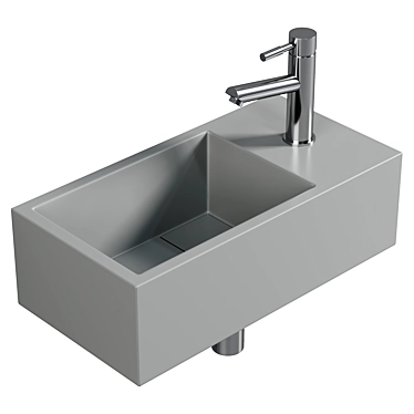 Compact Solid Surface Hand Wash Basin 3D model image 1 