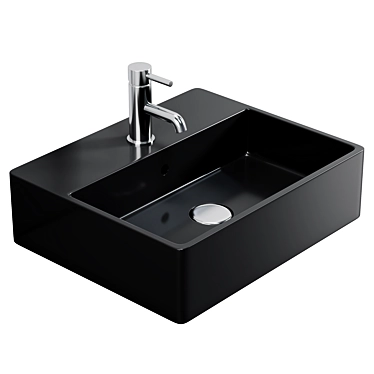 Luxury Glossy Black Ceramic Sink 3D model image 1 