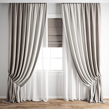 Premium Polygonal Curtain Model 3D model image 1 