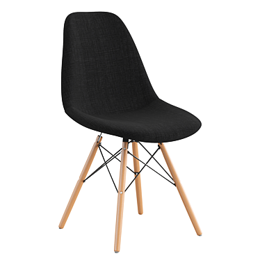 Modern Fabric Chair with Wooden Legs 3D model image 1 