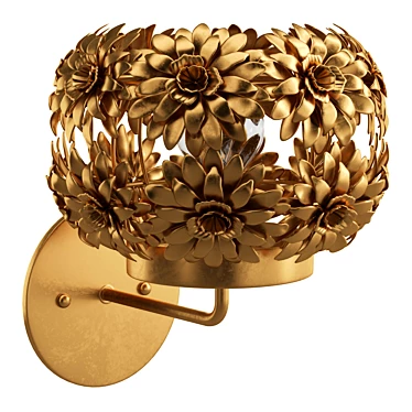 Metallic Gold Daisy Wall Sconce 3D model image 1 