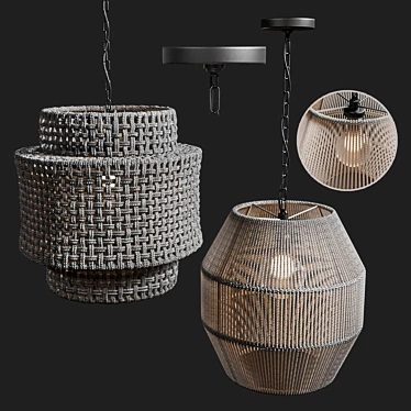 Outdoor Woven Pendant Lights 3D model image 1 