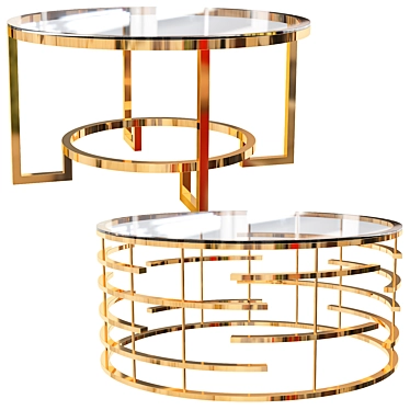 Sleek Metal Coffee Table Set 3D model image 1 