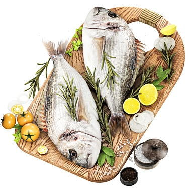 Fresh Fish & Herb Vegetables 3D model image 1 